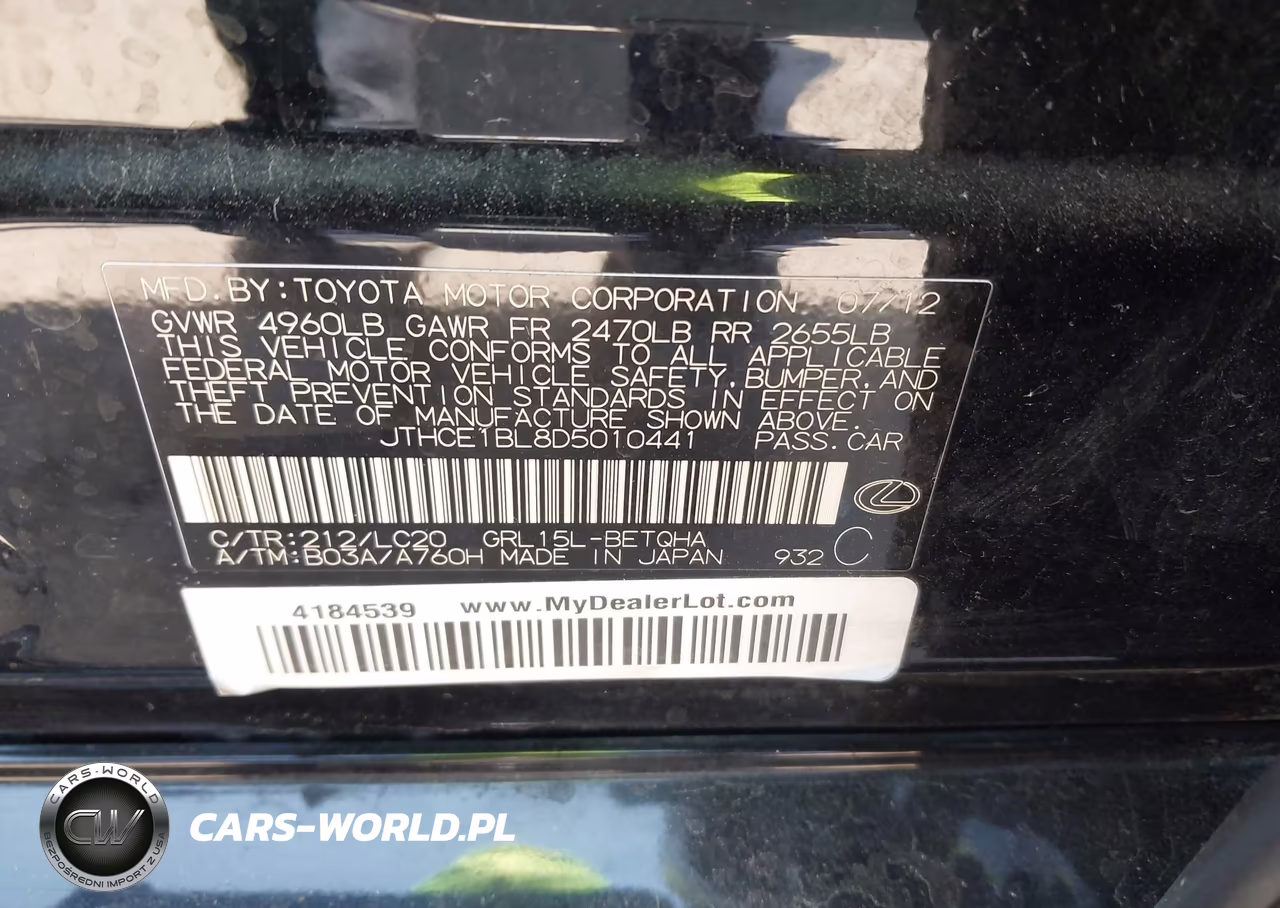 2013 Lexus Gs 350 VIN:JTHCE1BL8D5010441 - 9