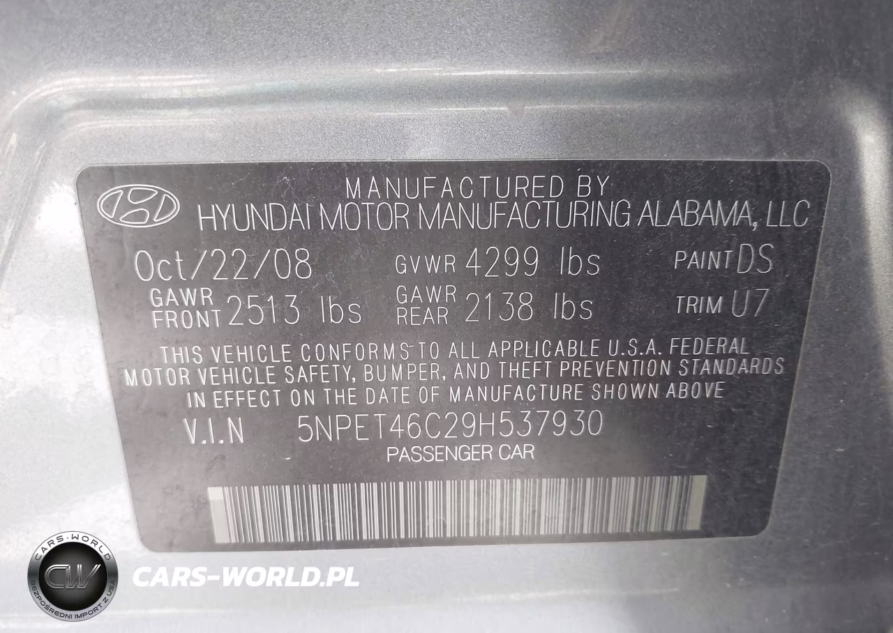 2009 Hyundai Sonata Gls VIN:5NPET46C29H537930 - 9