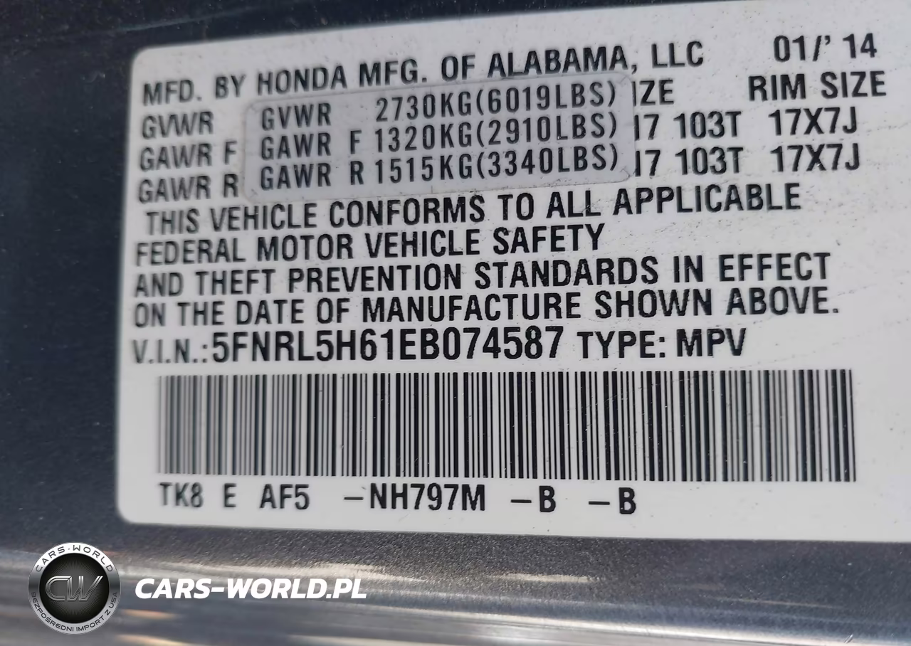 2014 Honda Odyssey Ex-L VIN:5FNRL5H61EB074587 - 9