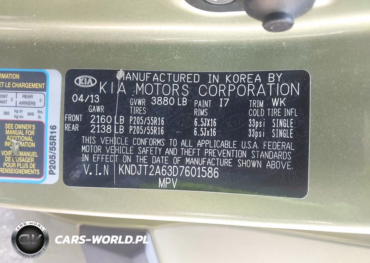 2013 Kia Soul + VIN:KNDJT2A63D7601586 - 9