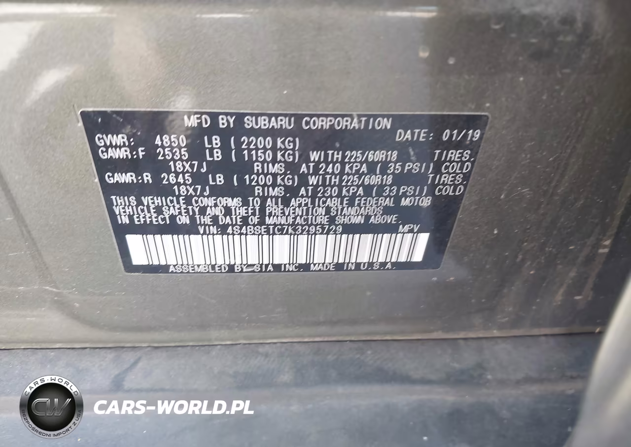 2019 Subaru Outback 3.6R Touring VIN:4S4BSETC7K3295729 - 9