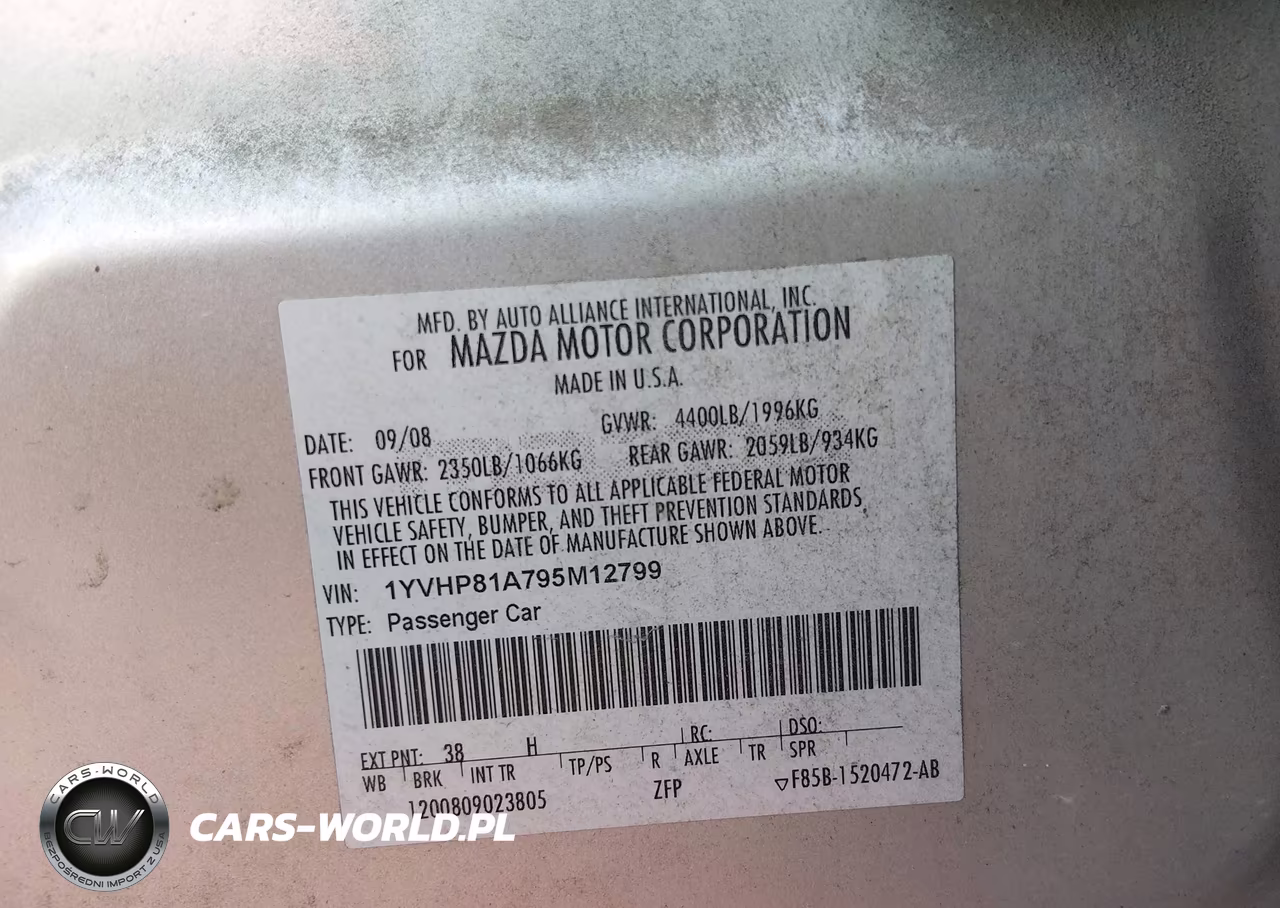 2009 Mazda Mazda6 I Sport VIN:1YVHP81A795M12799 - 9