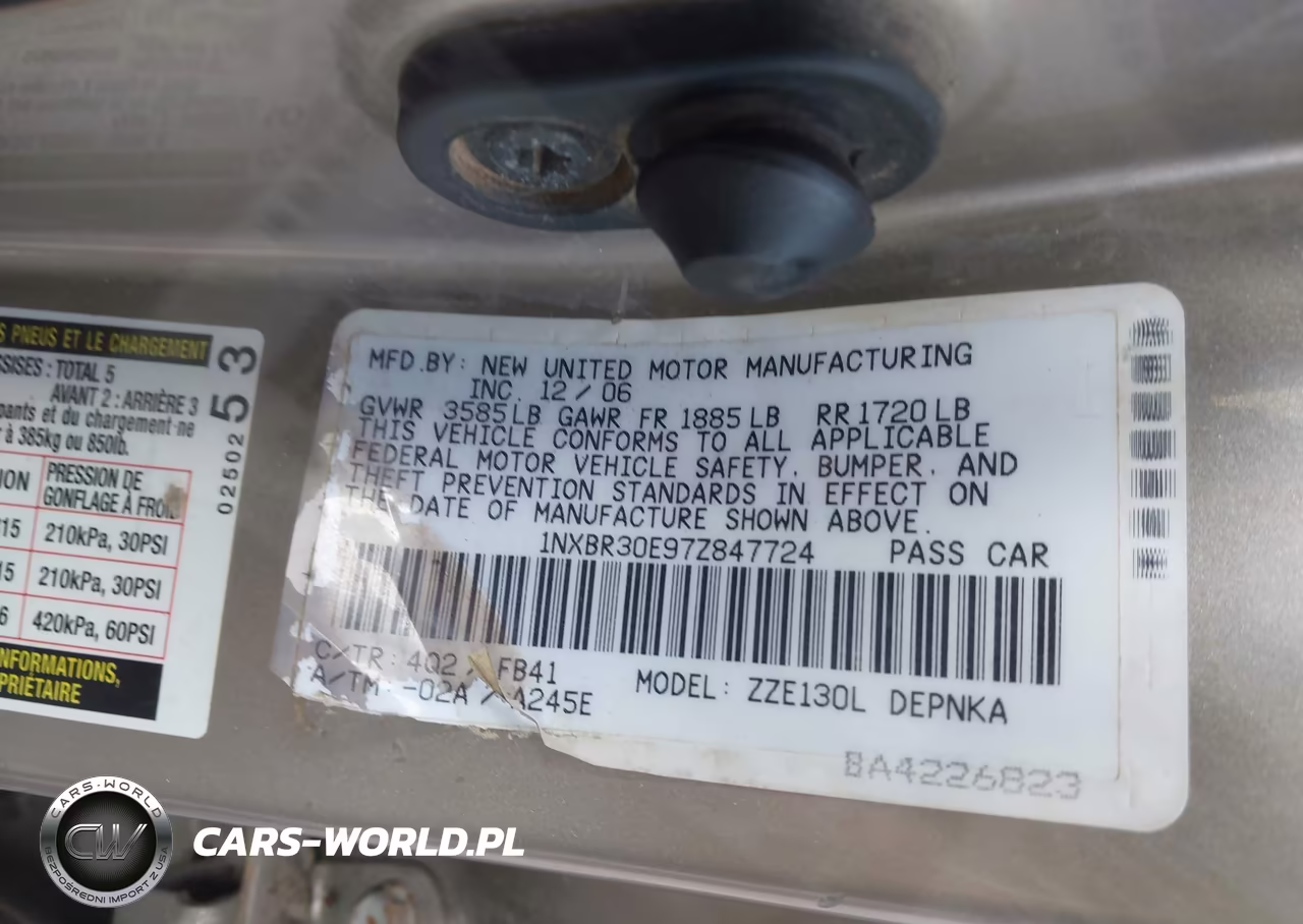 2007 Toyota Corolla Le VIN:1NXBR30E97Z847724 - 9