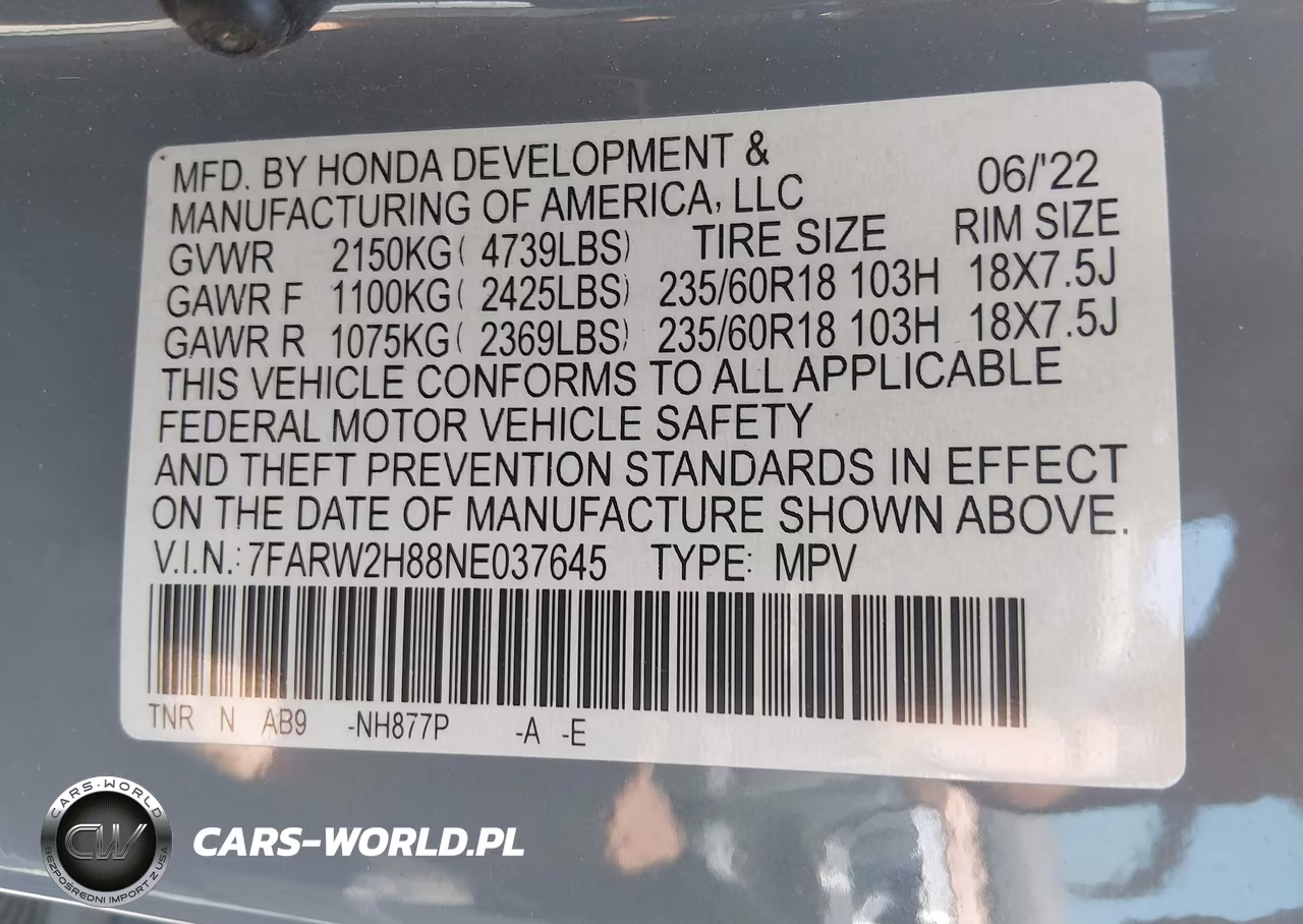 2022 Honda Cr-V Awd Ex-L VIN:7FARW2H88NE037645 - 9