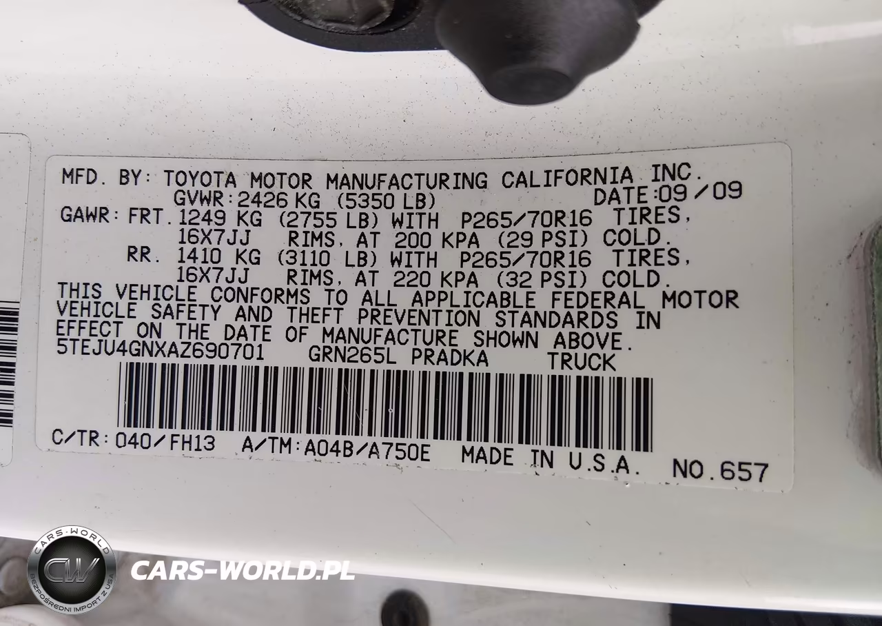 2010 Toyota Tacoma Double Cab Prerunner VIN:5TEJU4GNXAZ690701 - 9