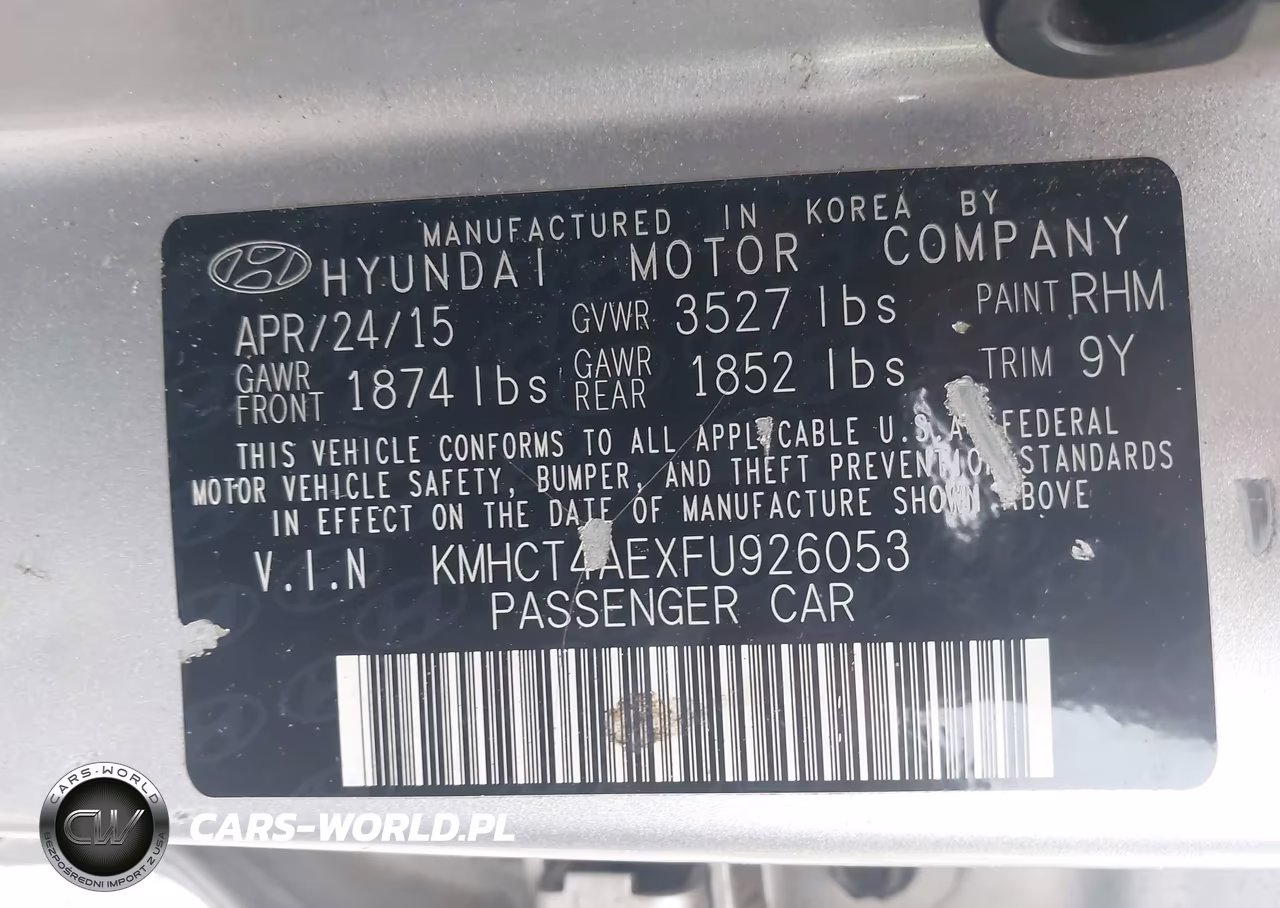 2015 Hyundai Accent Gls VIN:KMHCT4AEXFU926053 - 9
