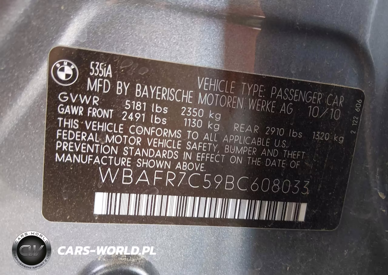 2011 BMW 535I VIN:WBAFR7C59BC608033 - 9