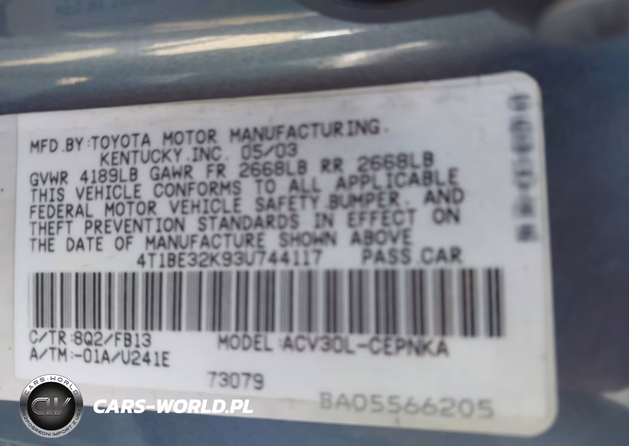 2003 Toyota Camry Le VIN:4T1BE32K93U744117 - 9