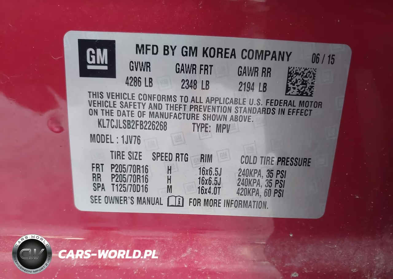 2015 Chevrolet Trax Lt VIN:KL7CJLSB2FB226268 - 9
