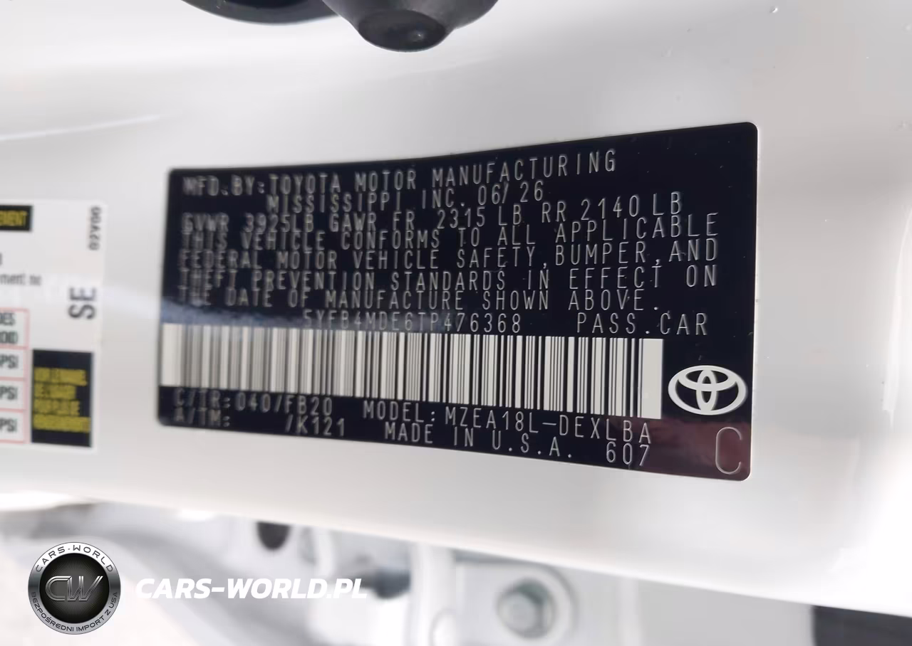 2026 Toyota Corolla Le VIN:5YFB4MDE6TP476368 - 9