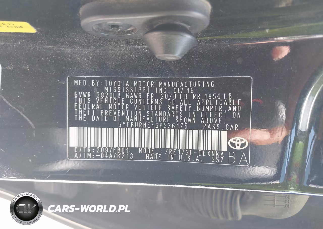 2016 Toyota Corolla Le VIN:5YFBURHE4GP536175 - 9
