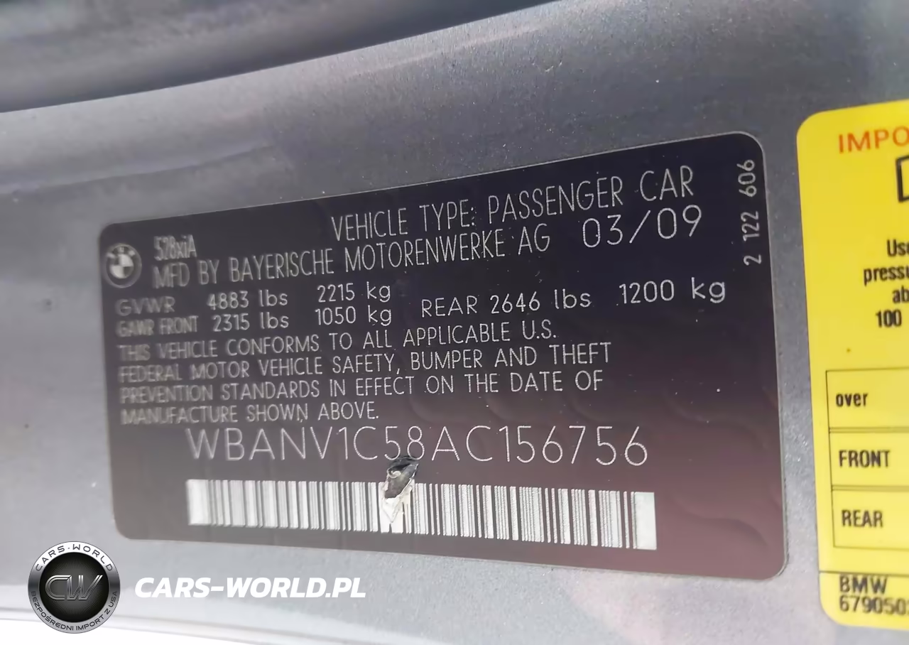 2010 BMW 528I xDrive VIN:WBANV1C58AC156756 - 9