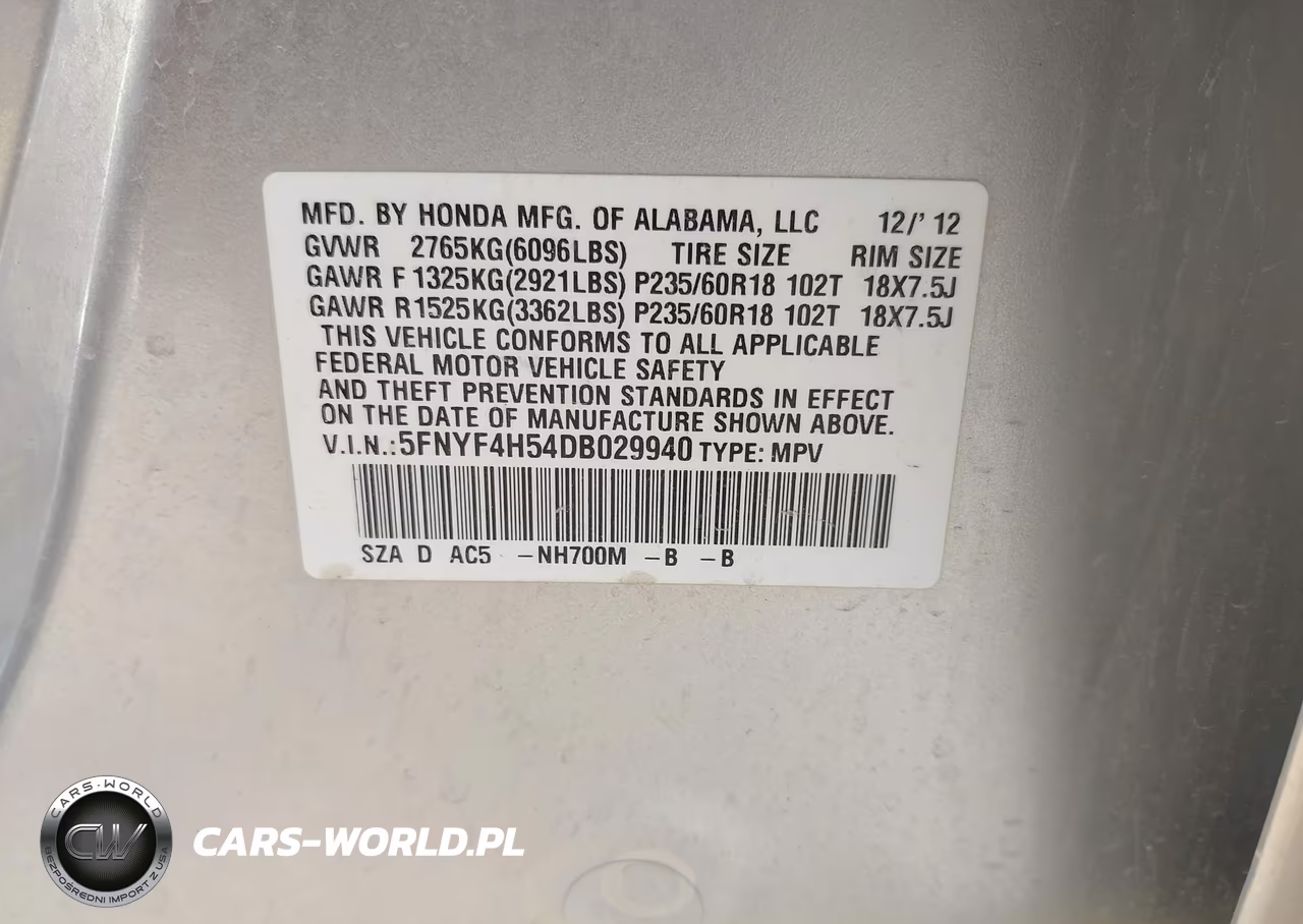 2013 Honda Pilot Ex-L VIN:5FNYF4H54DB029940 - 9