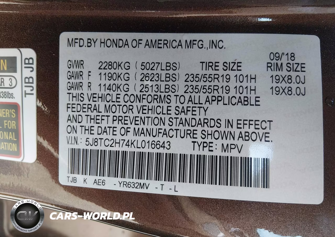 2019 Acura Rdx Advance Package VIN:5J8TC2H74KL016643 - 9