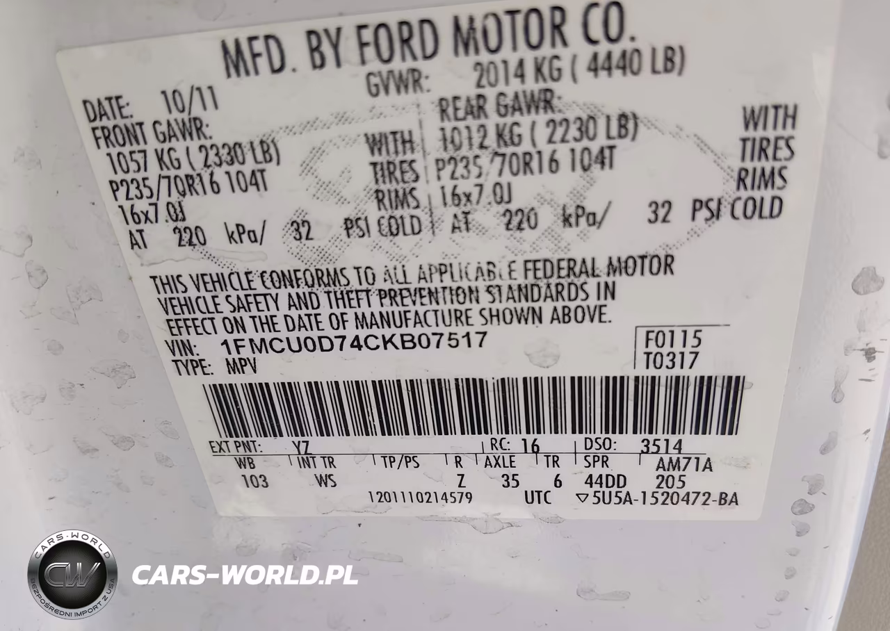 2012 Ford Escape Xlt VIN:1FMCU0D74CKB07517 - 9