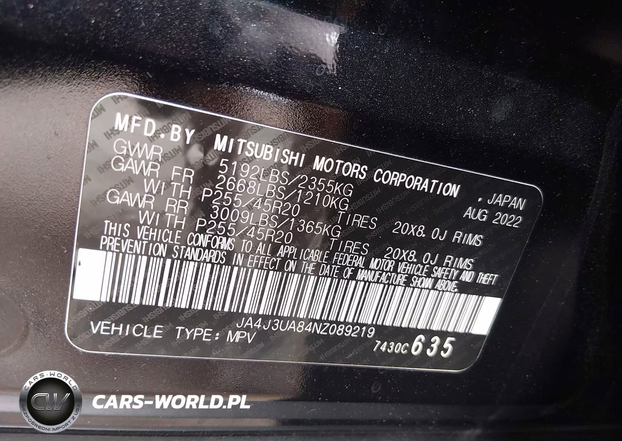 2022 Mitsubishi Outlander Black Edition 2Wd-Se 2.5 2Wd-Se Launch Edition 2Wd VIN:JA4J3UA84NZ089219 - 9
