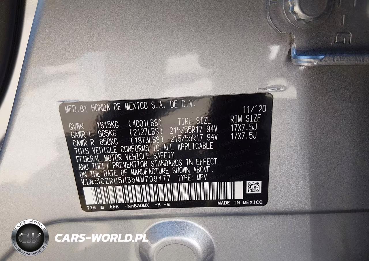 2021 Honda Hr-V 2Wd Lx VIN:3CZRU5H35MM709477 - 9