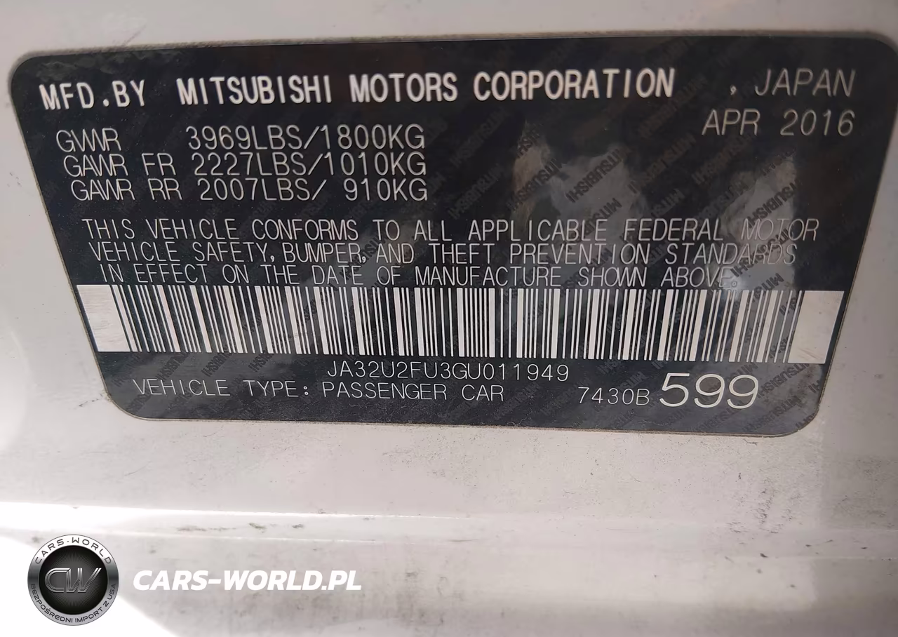 2016 Mitsubishi Lancer Es VIN:JA32U2FU3GU011949 - 9