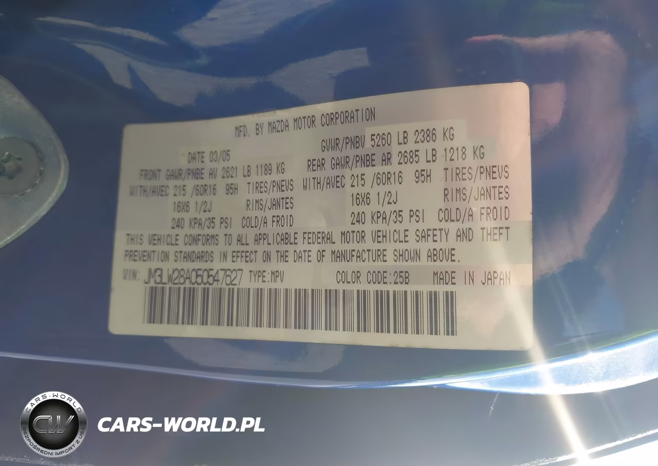 2005 Mazda Mpv Lx VIN:JM3LW28A050547627 - 9