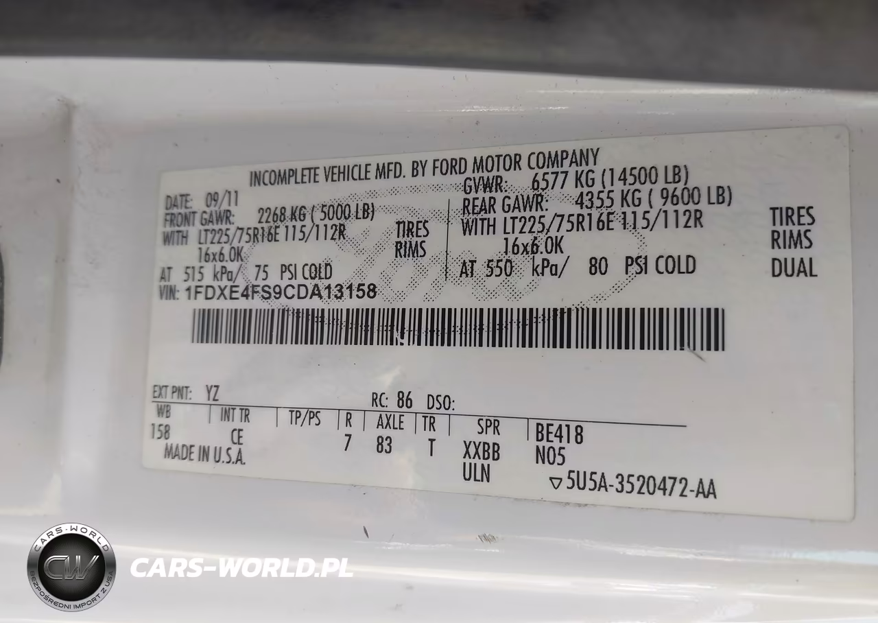 2012 Ford E-450 Cutaway VIN:1FDXE4FS9CDA13158 - 8