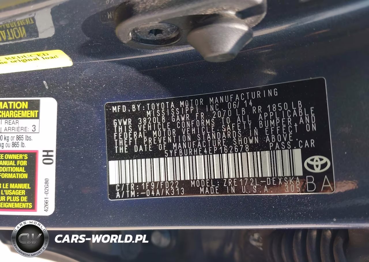 2014 Toyota Corolla S Plus VIN:5YFBURHE4EP162678 - 9