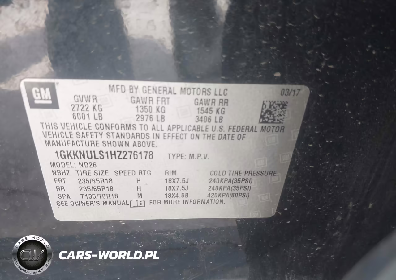 2017 GMC Acadia Slt-1 VIN:1GKKNULS1HZ276178 - 9