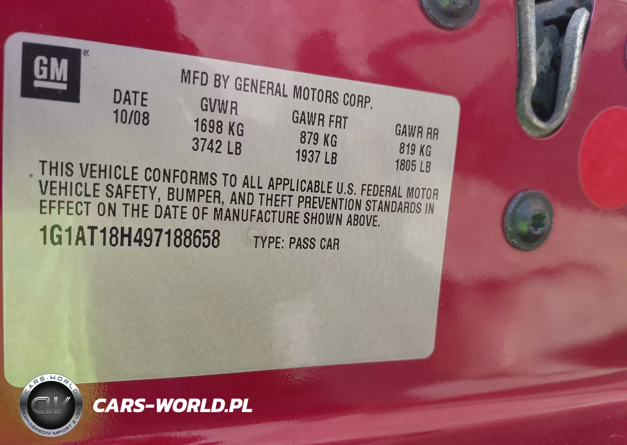 2009 Chevrolet Cobalt Lt VIN:1G1AT18H497188658 - 9