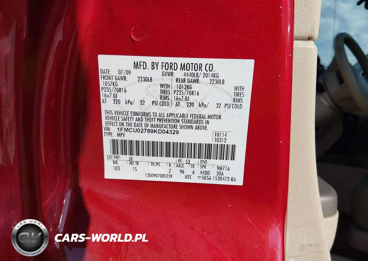 2009 Ford Escape Xls-Xls Manual VIN:1FMCU02789KD04329 - 9