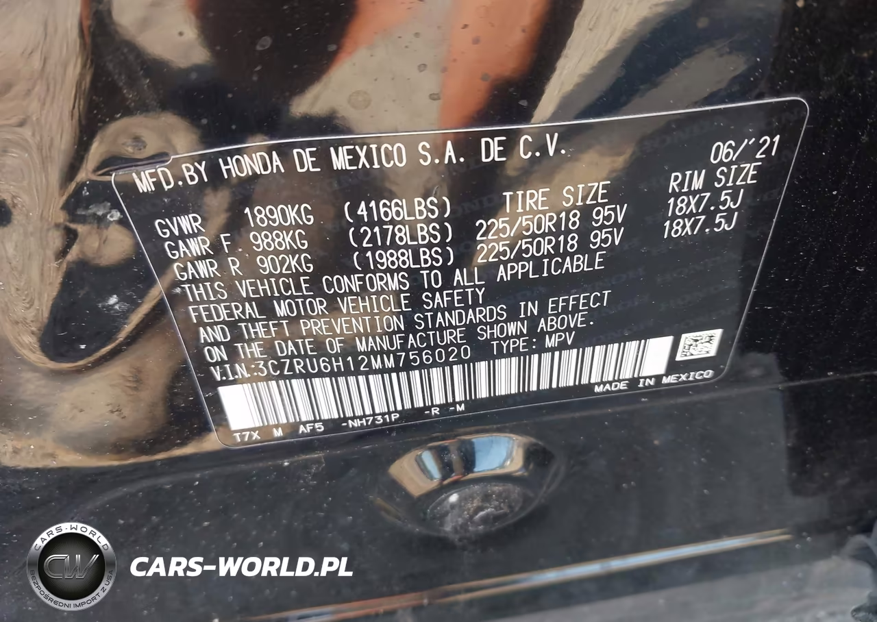 2021 Honda Hr-V Awd Sport VIN:3CZRU6H12MM756020 - 9