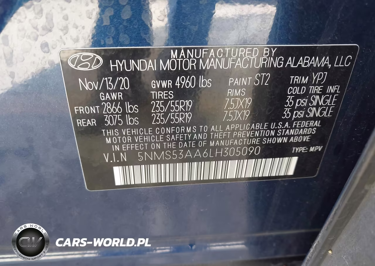 2020 Hyundai Santa Fe Limited 2.0T VIN:5NMS53AA6LH305090 - 9