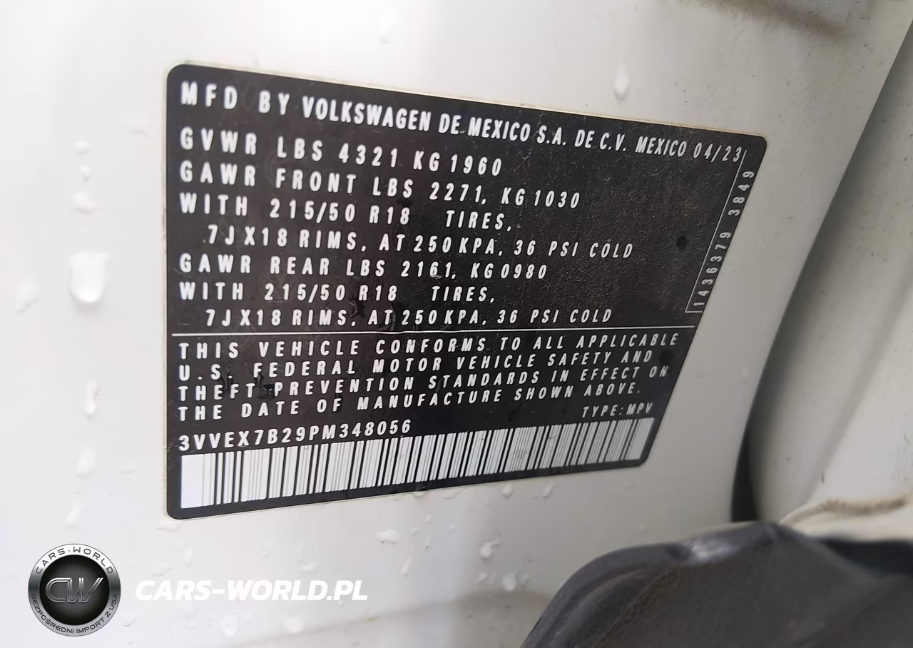 2023 Volkswagen Taos 1.5T Se VIN:3VVEX7B29PM348056 - 9