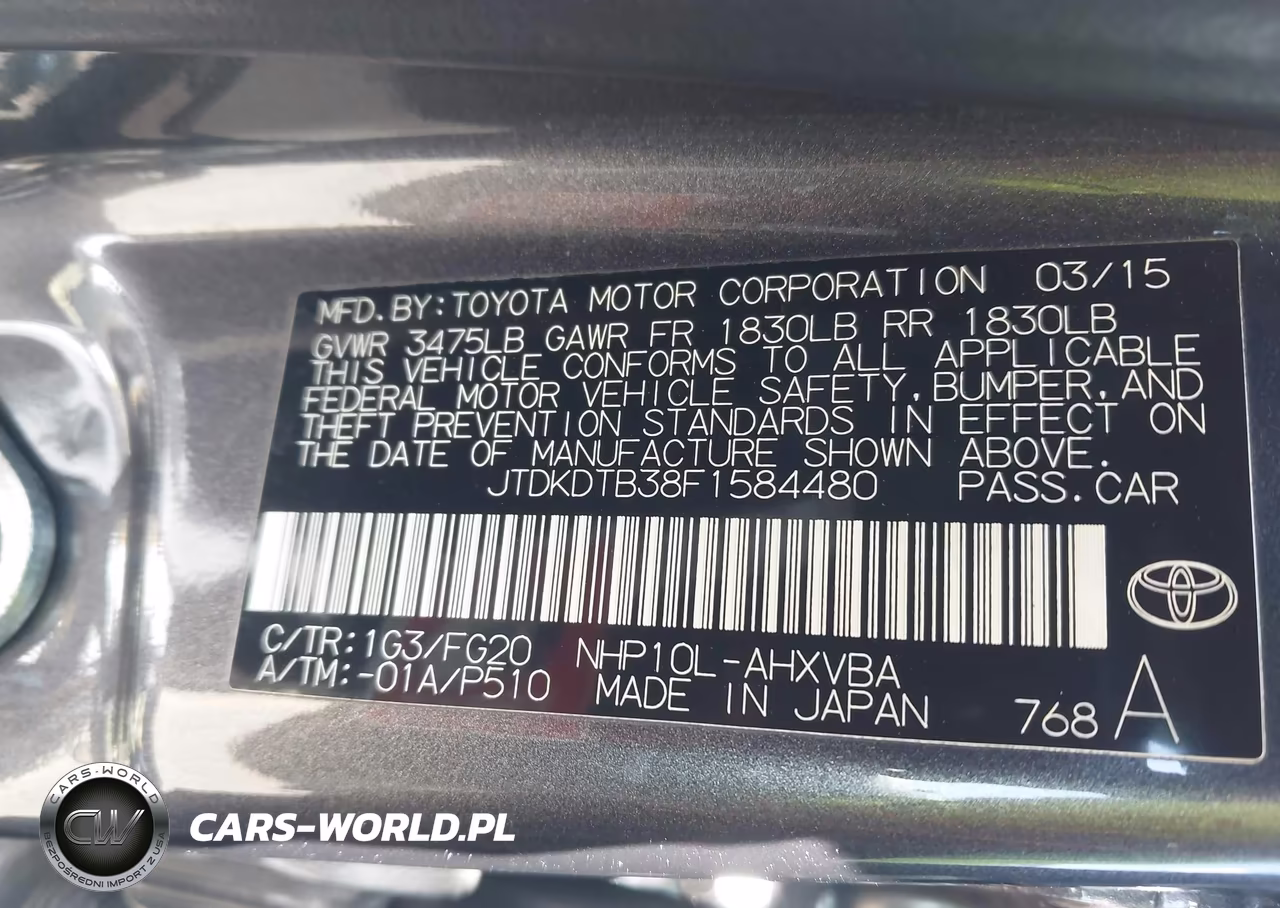 2015 Toyota Prius C Two VIN:JTDKDTB38F1584480 - 9