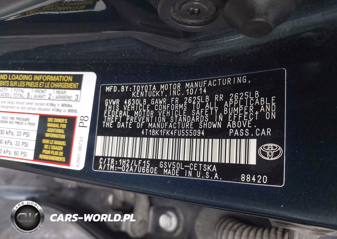 2015 Toyota Camry Xse V6 VIN:4T1BK1FK4FU555094 - 9