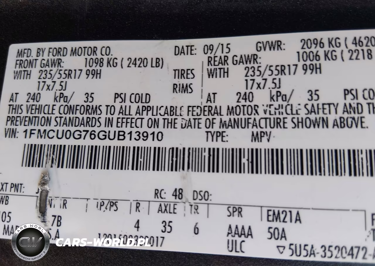 2016 Ford Escape Se VIN:1FMCU0G76GUB13910 - 7
