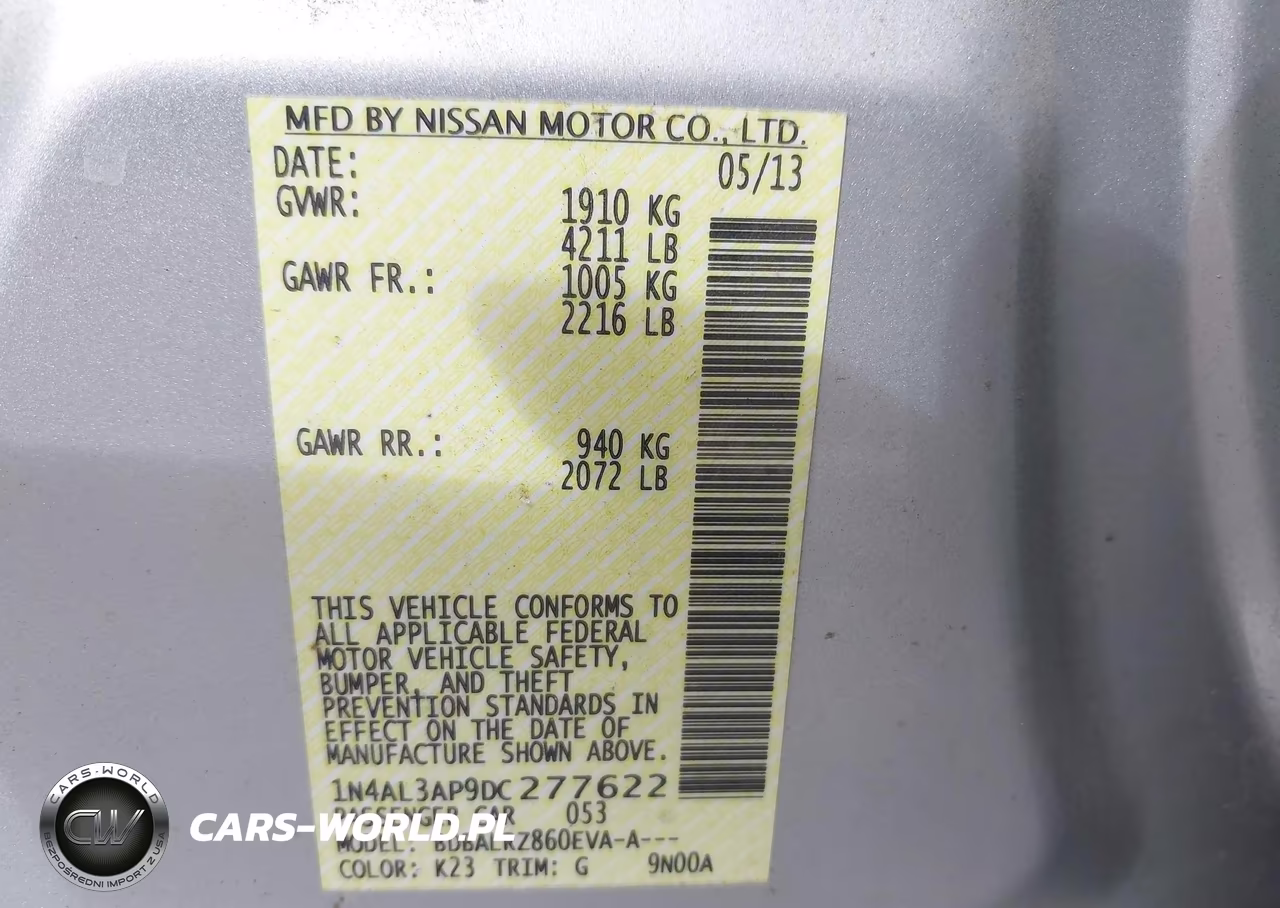 2013 Nissan Altima 2.5 S VIN:1N4AL3AP9DC277622 - 9