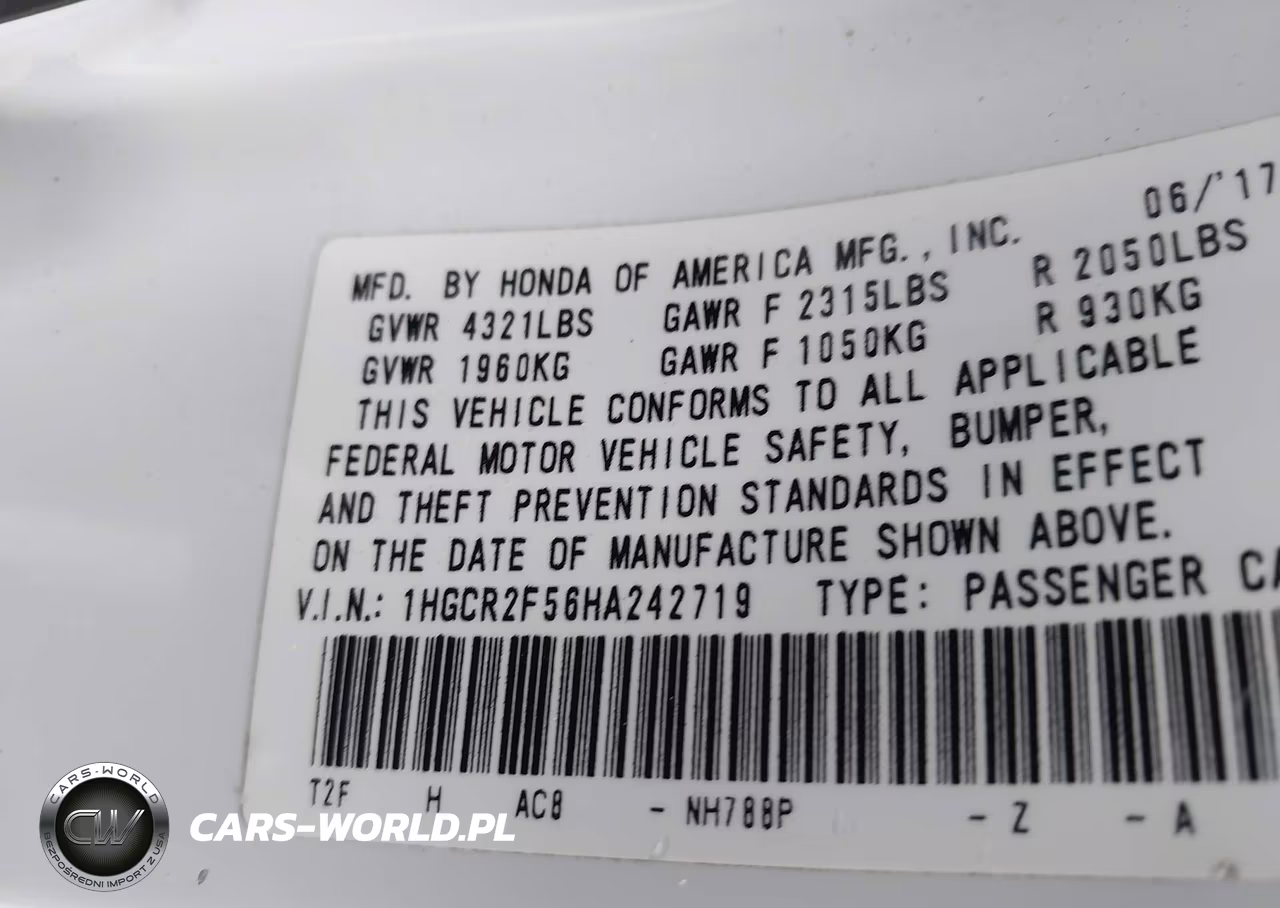 2017 Honda Accord Sport VIN:1HGCR2F56HA242719 - 9