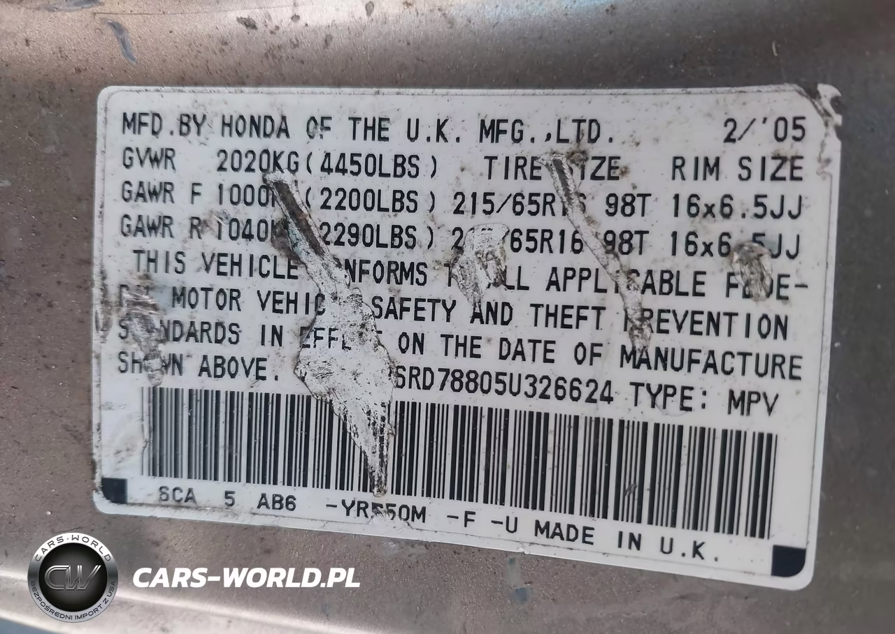 2005 Honda Cr-V Ex VIN:SHSRD78805U326624 - 9