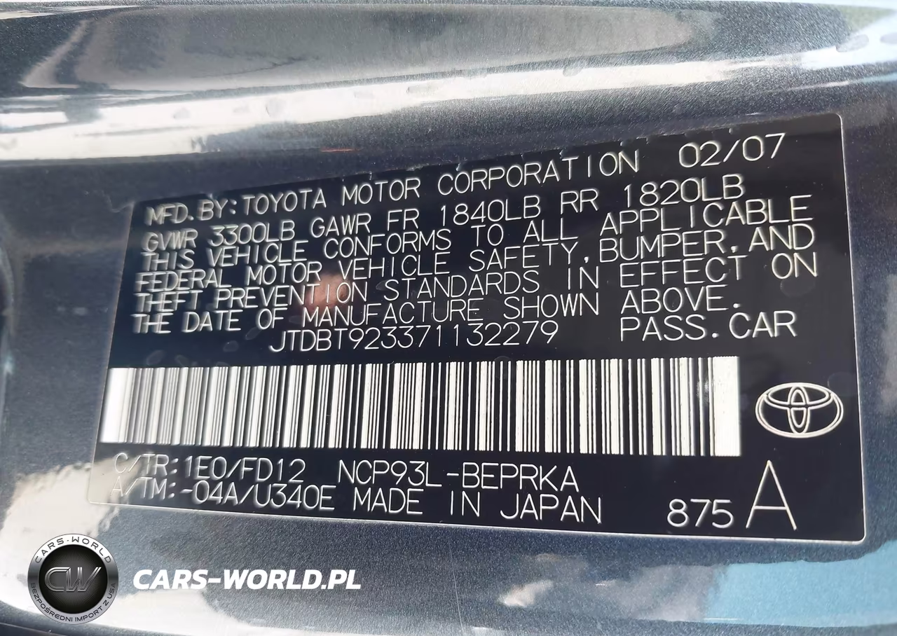 2007 Toyota Yaris S VIN:JTDBT923371132279 - 9