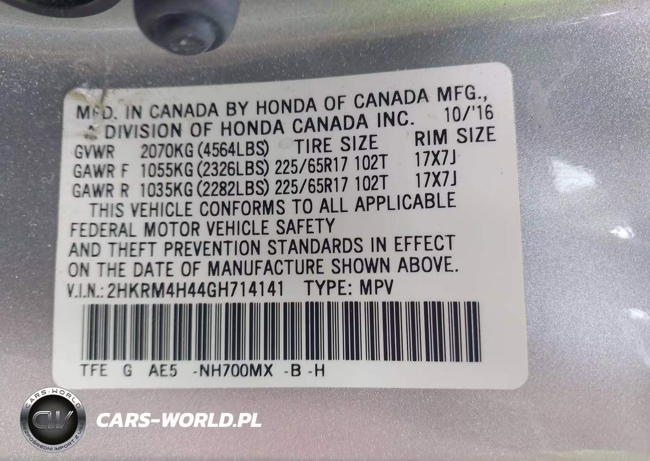 2016 Honda Cr-V Se VIN:2HKRM4H44GH714141 - 9