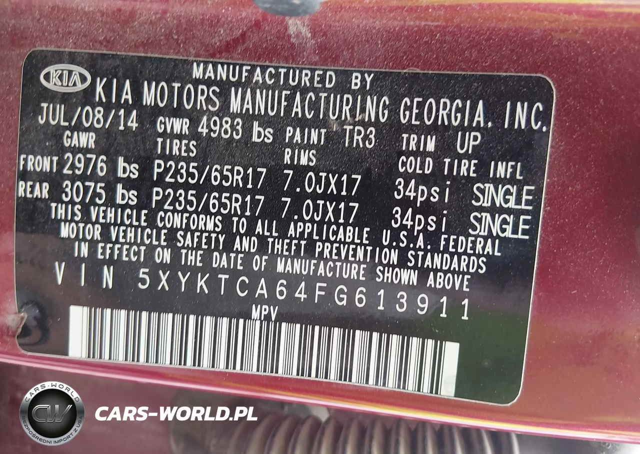 2015 Kia Sorento Lx VIN:5XYKTCA64FG613911 - 9