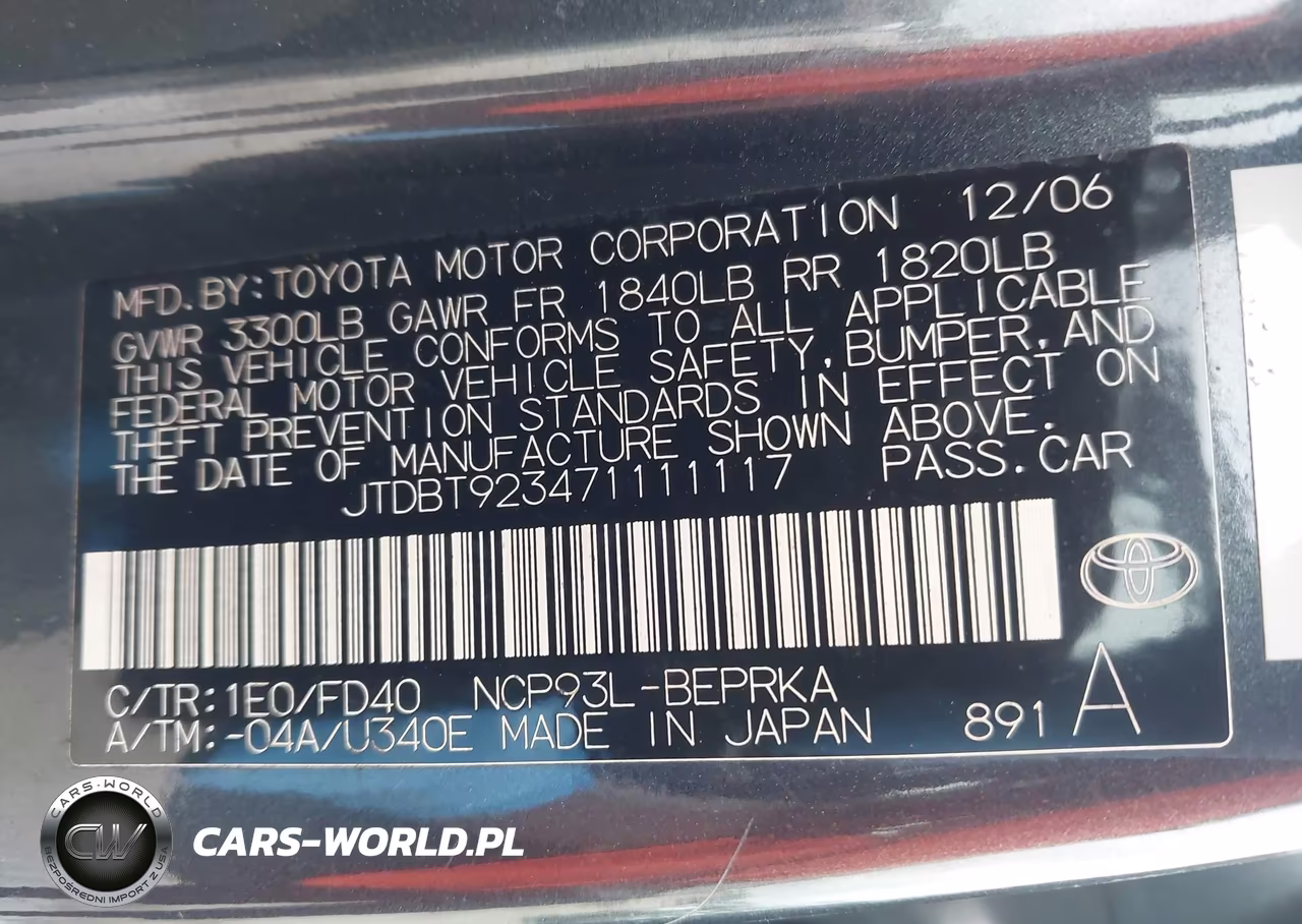 2007 Toyota Yaris S VIN:JTDBT923471111117 - 9