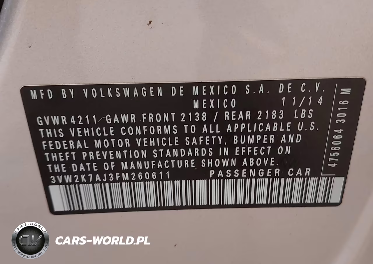 2015 Volkswagen Jetta 2.0L S VIN:3VW2K7AJ3FM260611 - 9