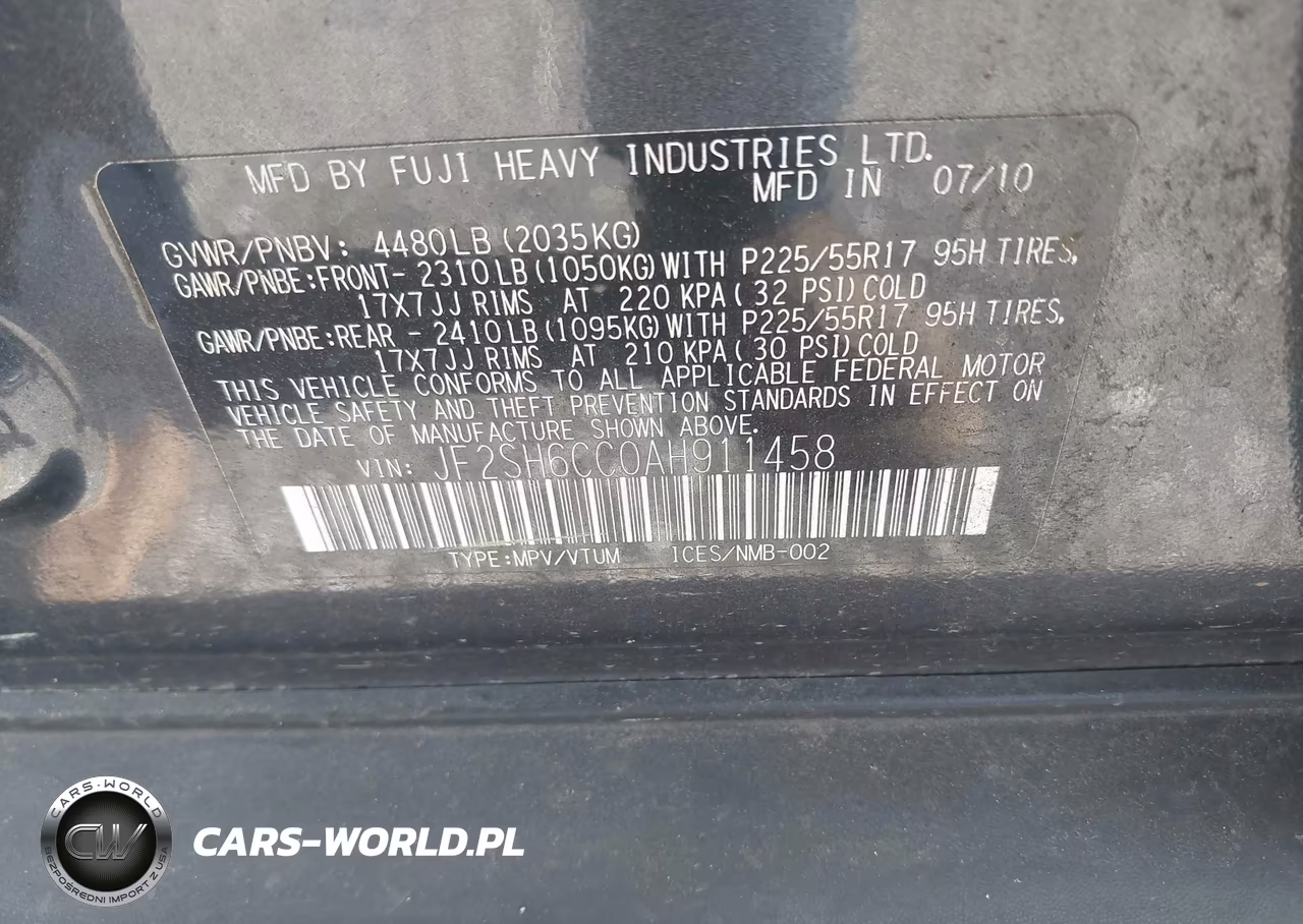 2010 Subaru Forester 2.5X Premium VIN:JF2SH6CC0AH911458 - 9