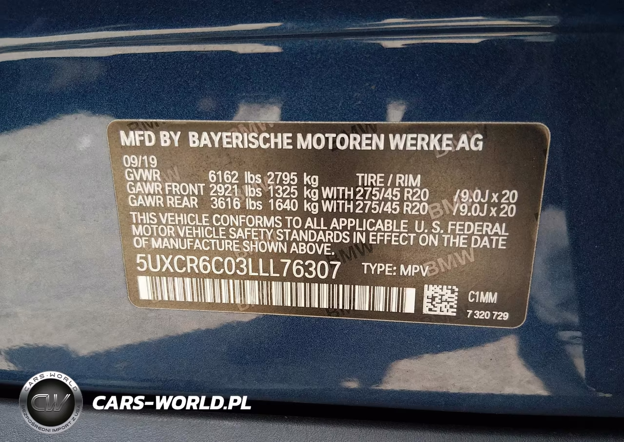 2020 BMW X5 xDrive40I VIN:5UXCR6C03LLL76307 - 9