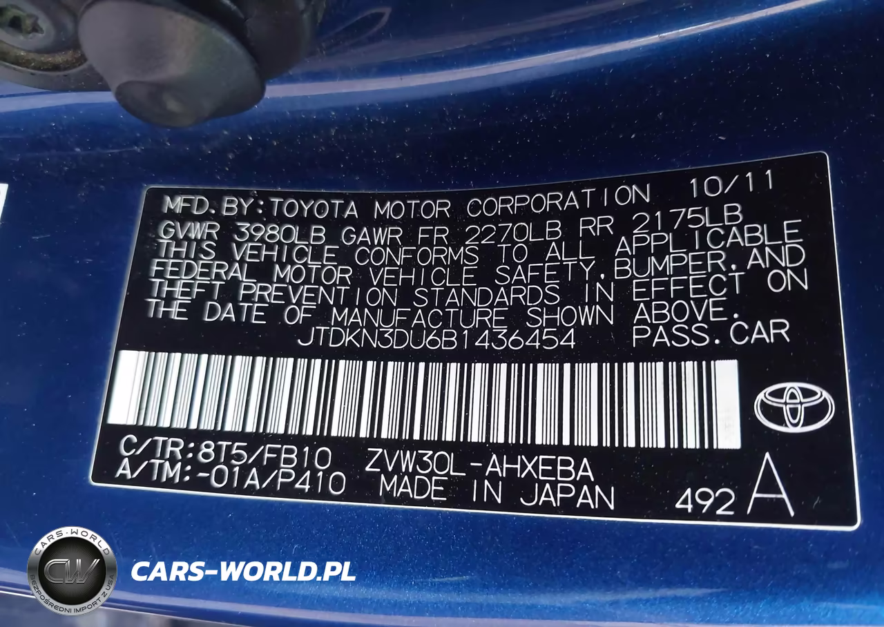 2011 Toyota Prius Two VIN:JTDKN3DU6B1436454 - 9