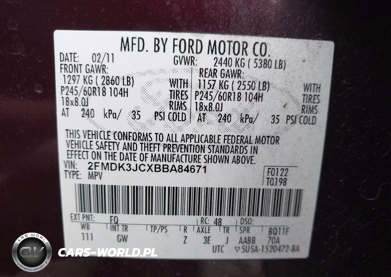 2011 Ford Edge Sel VIN:2FMDK3JCXBBA84671 - 9