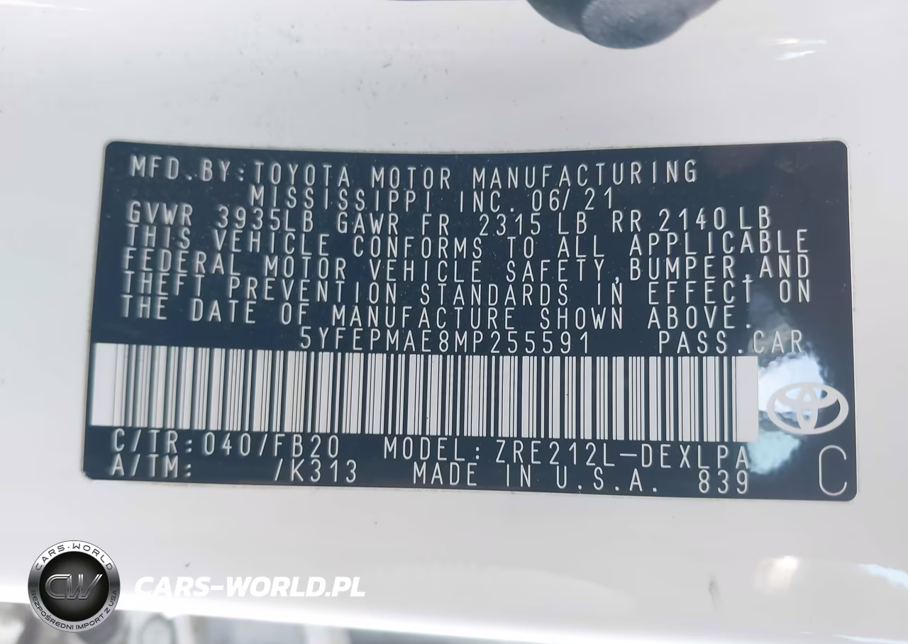 2021 Toyota Corolla Le VIN:5YFEPMAE8MP255591 - 9