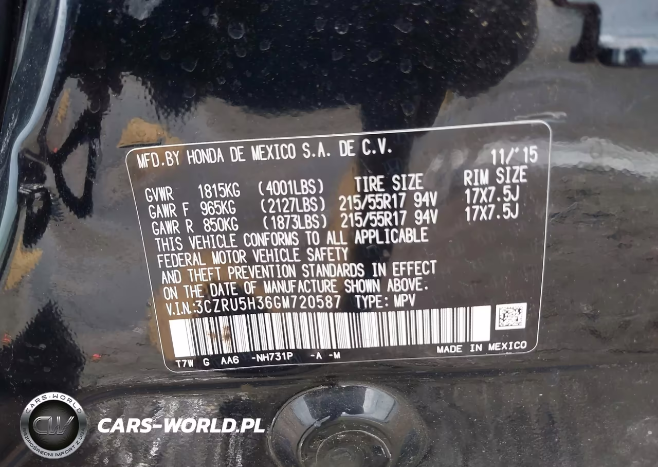 2016 Honda Hr-V Lx VIN:3CZRU5H36GM720587 - 9