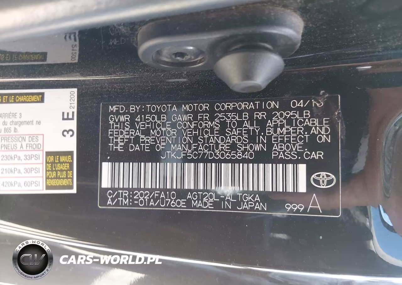 2013 Scion Tc VIN:JTKJF5C77D3065840 - 9