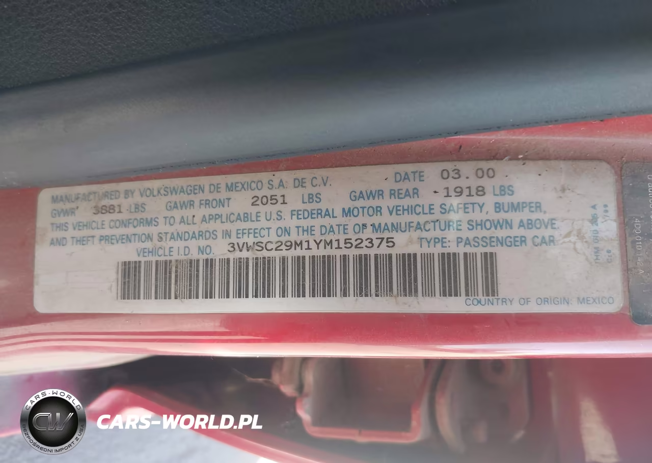 2000 Volkswagen Jetta Gls VIN:3VWSC29M1YM152375 - 9